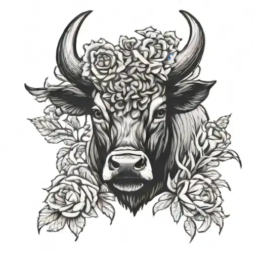 Spanish Bull With Carnation Crown