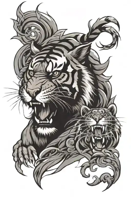Angry Tiger And Virgo Symbol Incorporated