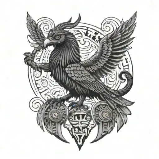 Norse And Egyptian Back Tattoo Detailed Blackwork