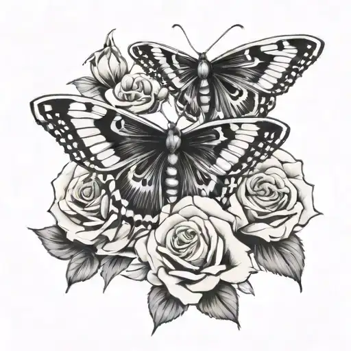 Moth And Rose Intertwined