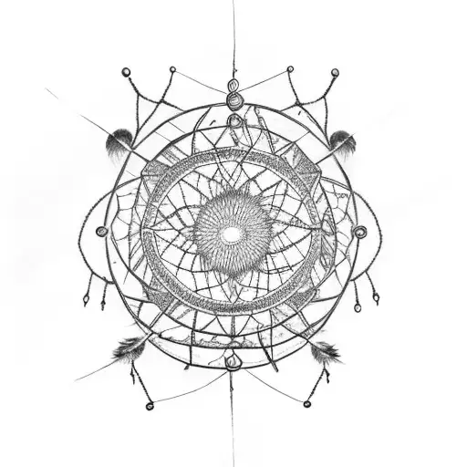 Narrow Dreamcatcher With Feathers And Stars