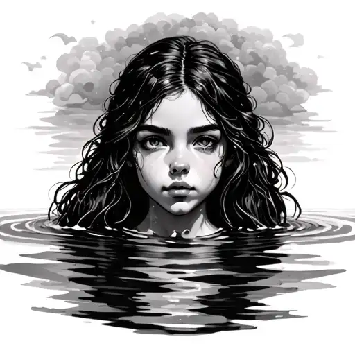 Girl Peacefully Sinking Into Water