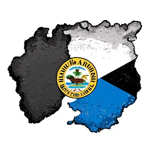 Aruba And Haiti Land Put Together And In The Middle With The Haiti's And Aruba Flag