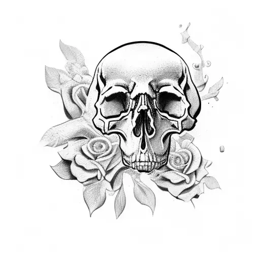 Shoulder Sleeve Skull Flowers