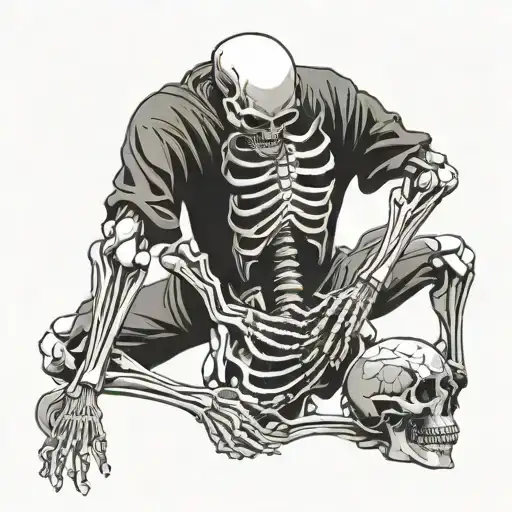 Skeleton Bending Over With Back Pain