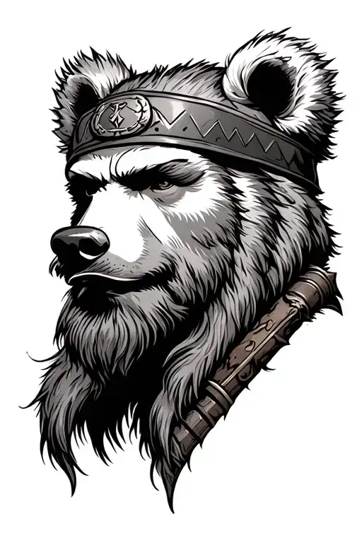 Viking With Bear Fur Head