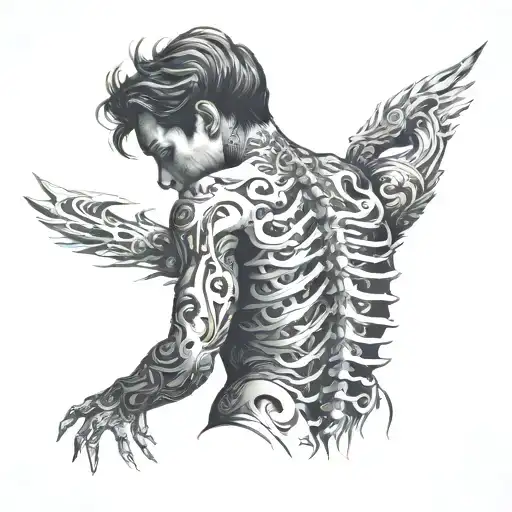 Spine Of A Person In Black And White