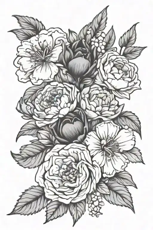 Birth Flower Boquet Held Together