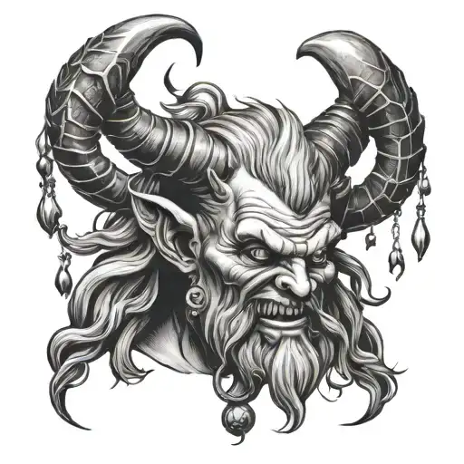 Split Tongone Old Man Krampus Demon With Bells Worn