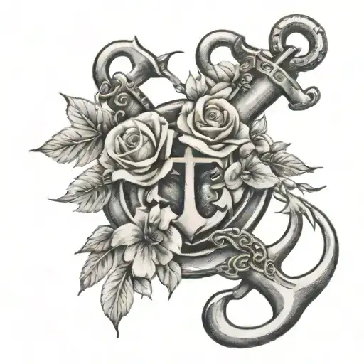 Anchor Intertwined With Flowers