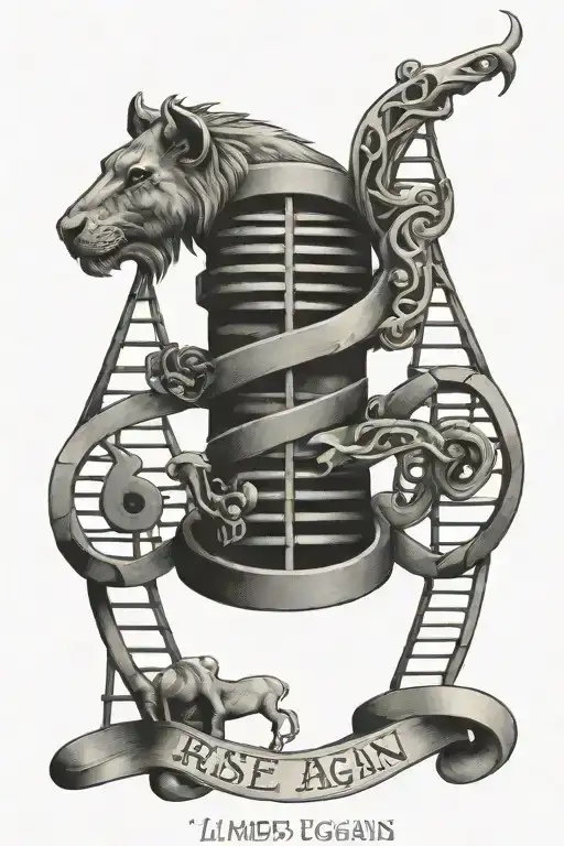 Dna Helix With A Saying Rise And Rise Again Until Lambs Become Lions