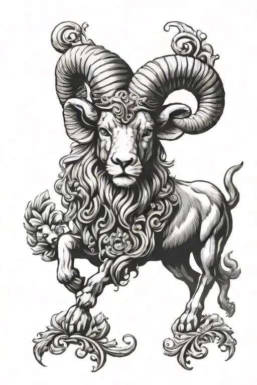 Aries Ram And Leo Lion Head