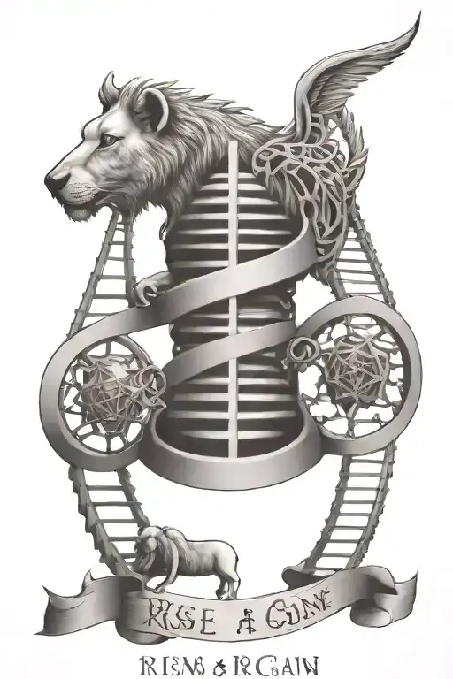 Dna Helix With A Saying Rise And Rise Again Until Lambs Become Lions