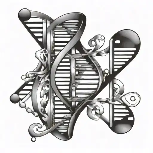 An Abstract Representation Of A Hearth And Dna Combining In Black-grey Style