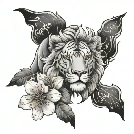 Zodiac Sign Leo And Cherry Blossom