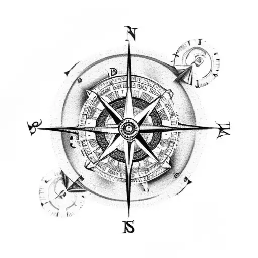 Pirate Ship With Compass And Time
