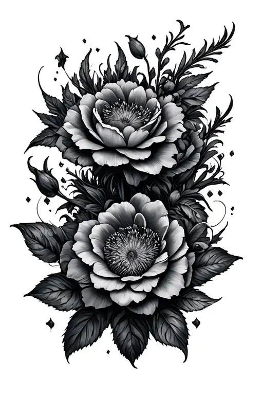 Dark Flowers Surrounding Weird Mythical Creatures