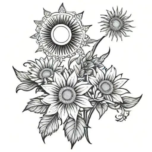 Filipino Flag And Sun Flowers