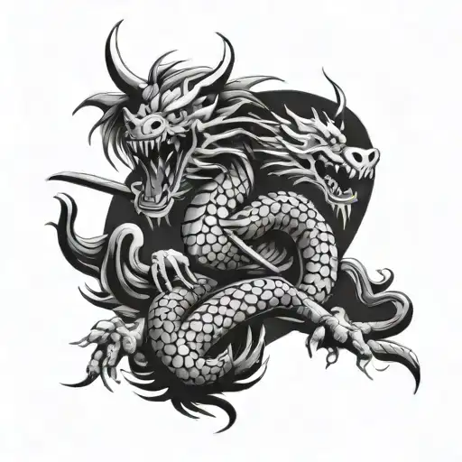 Japan Dragon Or Samurai Warrior