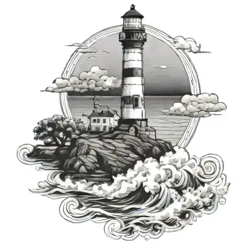 Alexandria Lighthouse At Sea Graphics