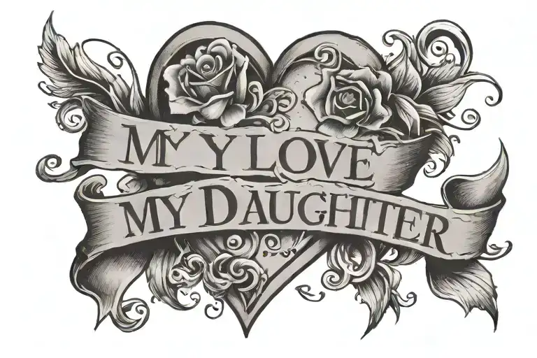 My Love My Life My Daughter Text With Two Small Hearts