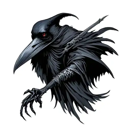 Raven Skellington Wearing Plague Doctors Robe