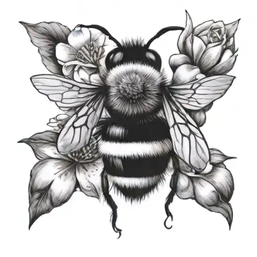 Bumble Bee And Flowers Blooming