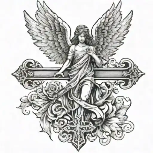 Angel And Cross Surrounded