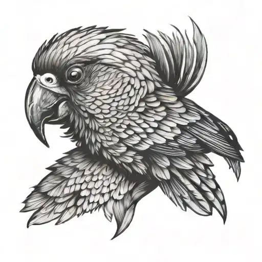 Crow Parrot Half Face Each