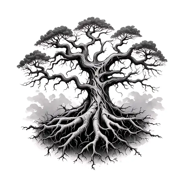 Tree Roots Forming Into Skin