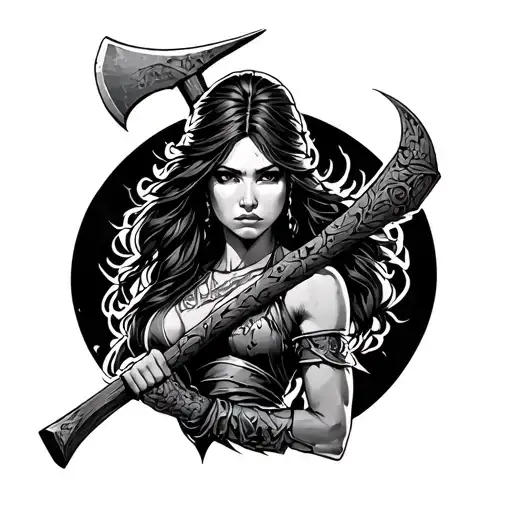 Woman Warrior With An Ax