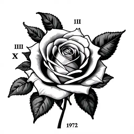 Rose With January 10 1972 In Roman Numerals