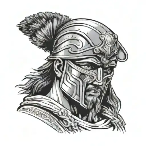 A Greek Warrior With A Blindfold Covering His Eyes