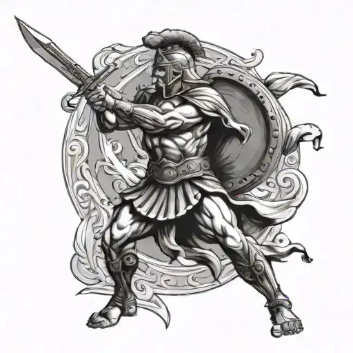 A Greek Warrior Battling