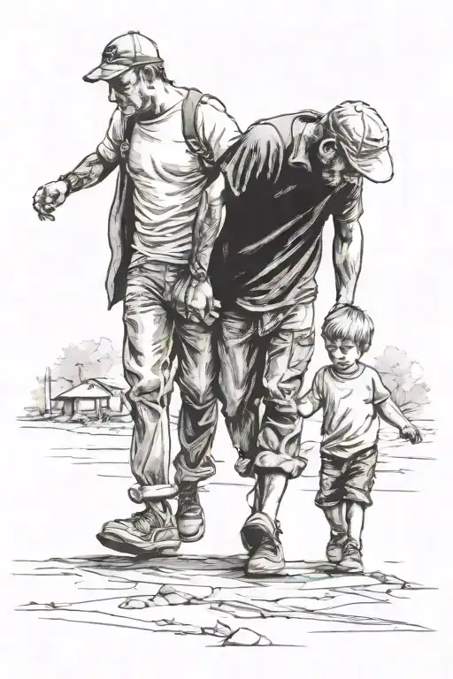 Father And Son Walking