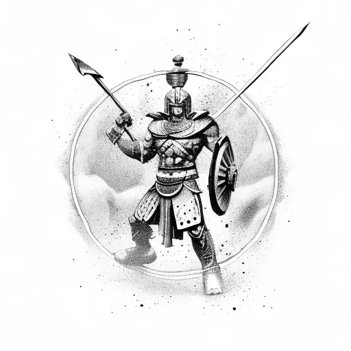 A Spartan Warrior In A Dynamic Fighting Pose