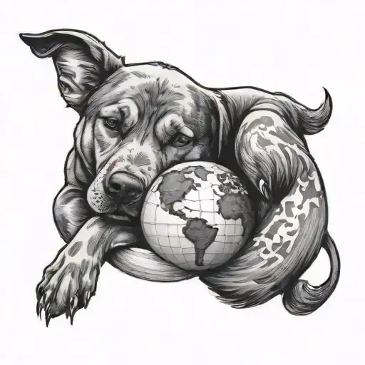 Sleeping Dog And Earth Globe