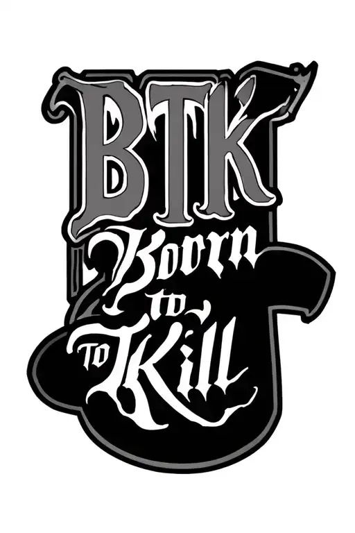 Text That Says Btk In Old English And A Text Under That Says Born To Kill In Cursive