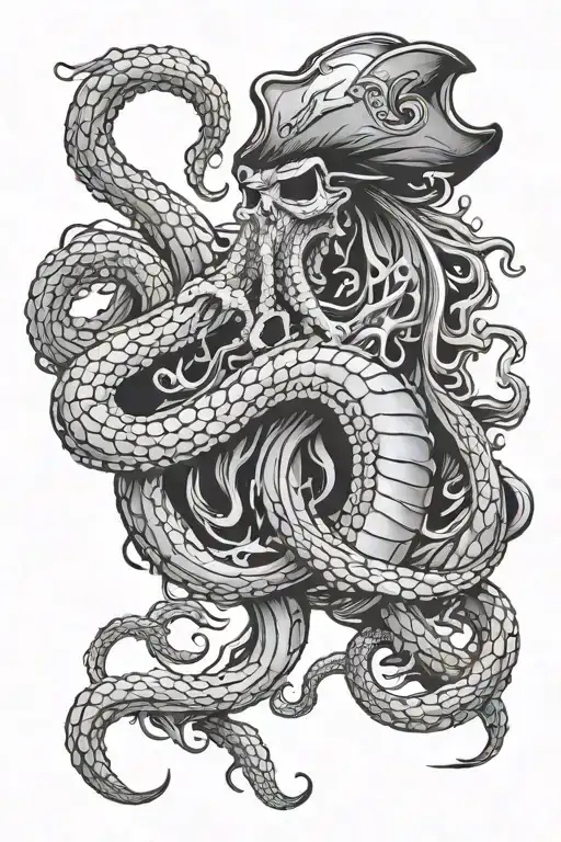 Kraken Fighting Pirate