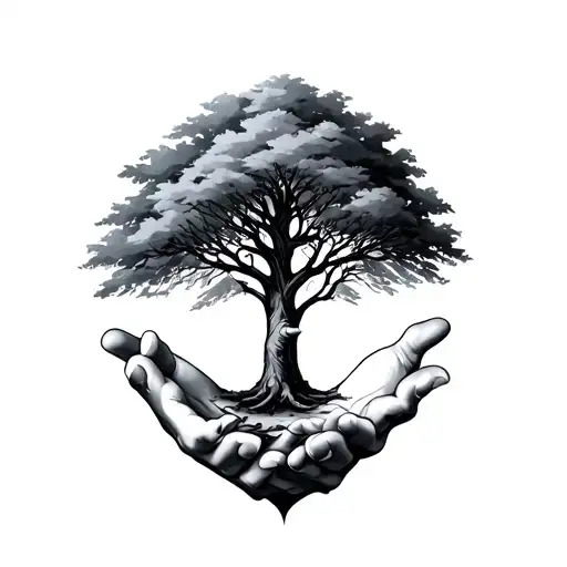 Family Tree Inside Hands Holding