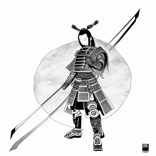 Futuristic Samurai With Temple Background