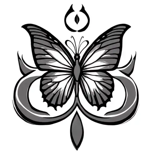 Sanskrit Breathe Symbol With A Butterfly Resting
