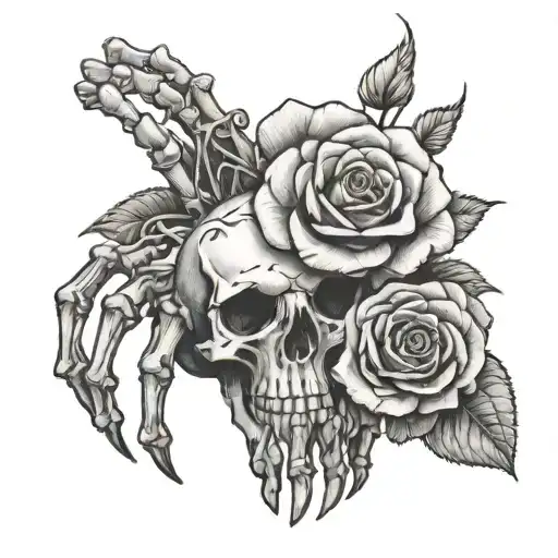 Skeleton Hand With 2 Roses
