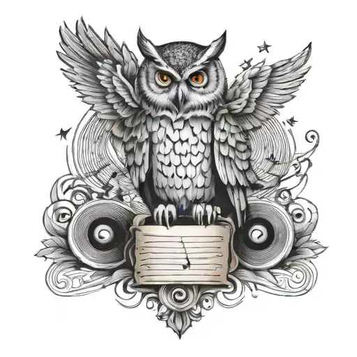 Owl And Music Score
