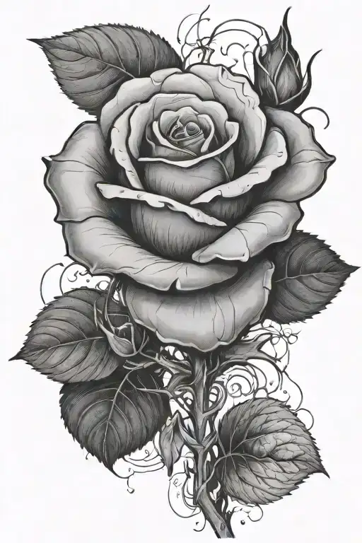 A Rose Growing From Stony Ground Half In The Light Half In The Dark Side View