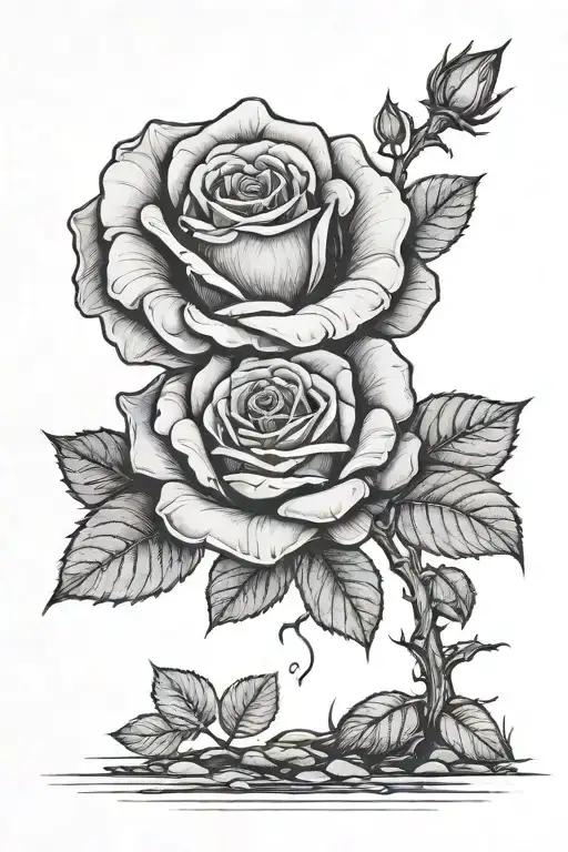 A Rose Growing From Stony Ground Half In The Light Half In The Dark Side View