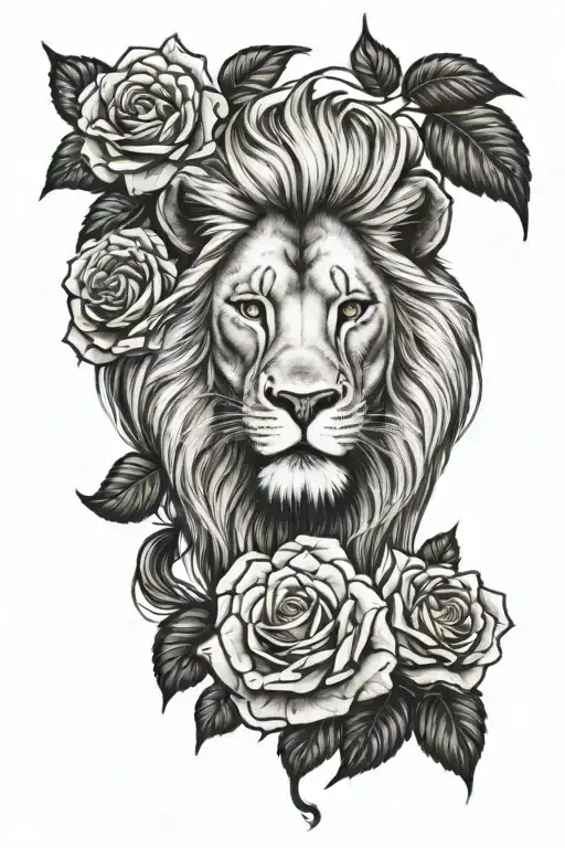 Lion And Roses