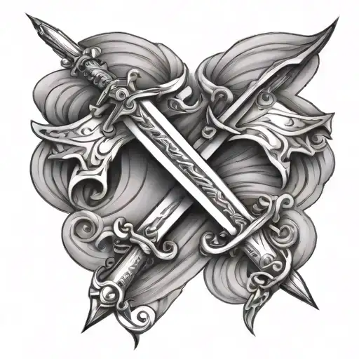 2 Race Flags Crossed Sword