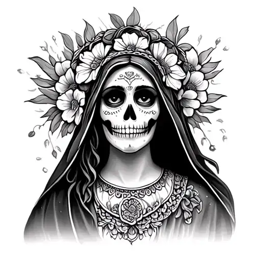 Virgin Mary Mexican Catrina