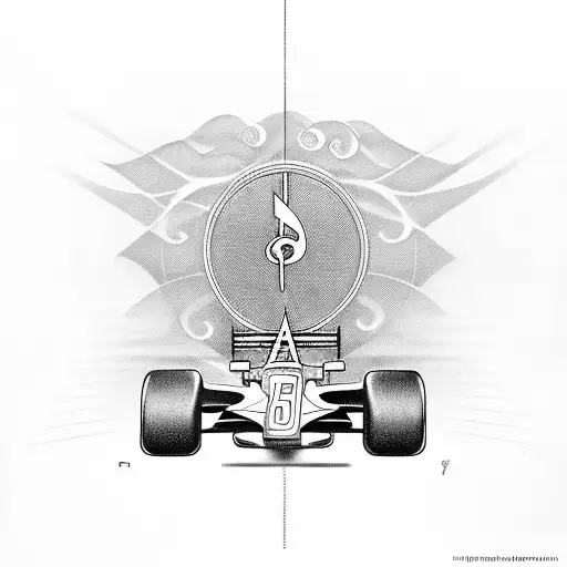 Formula Car With A Sleek Black And Grey Design Incorporating Musical Notes And Symbols
